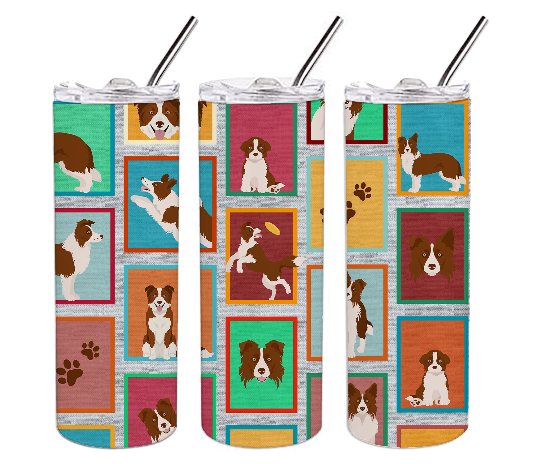 Lots of Red Border Collie Stainless Steel 20 oz Skinny Tumbler - the-store.com