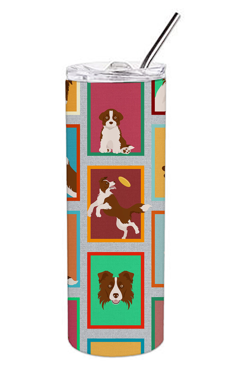 Buy this Lots of Red Border Collie Stainless Steel 20 oz Skinny Tumbler