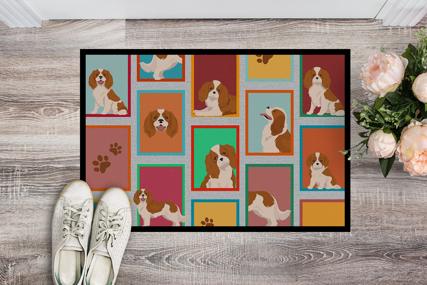 Buy this Lots of Blenheim Cavalier Spaniel Indoor or Outdoor Mat 18x27