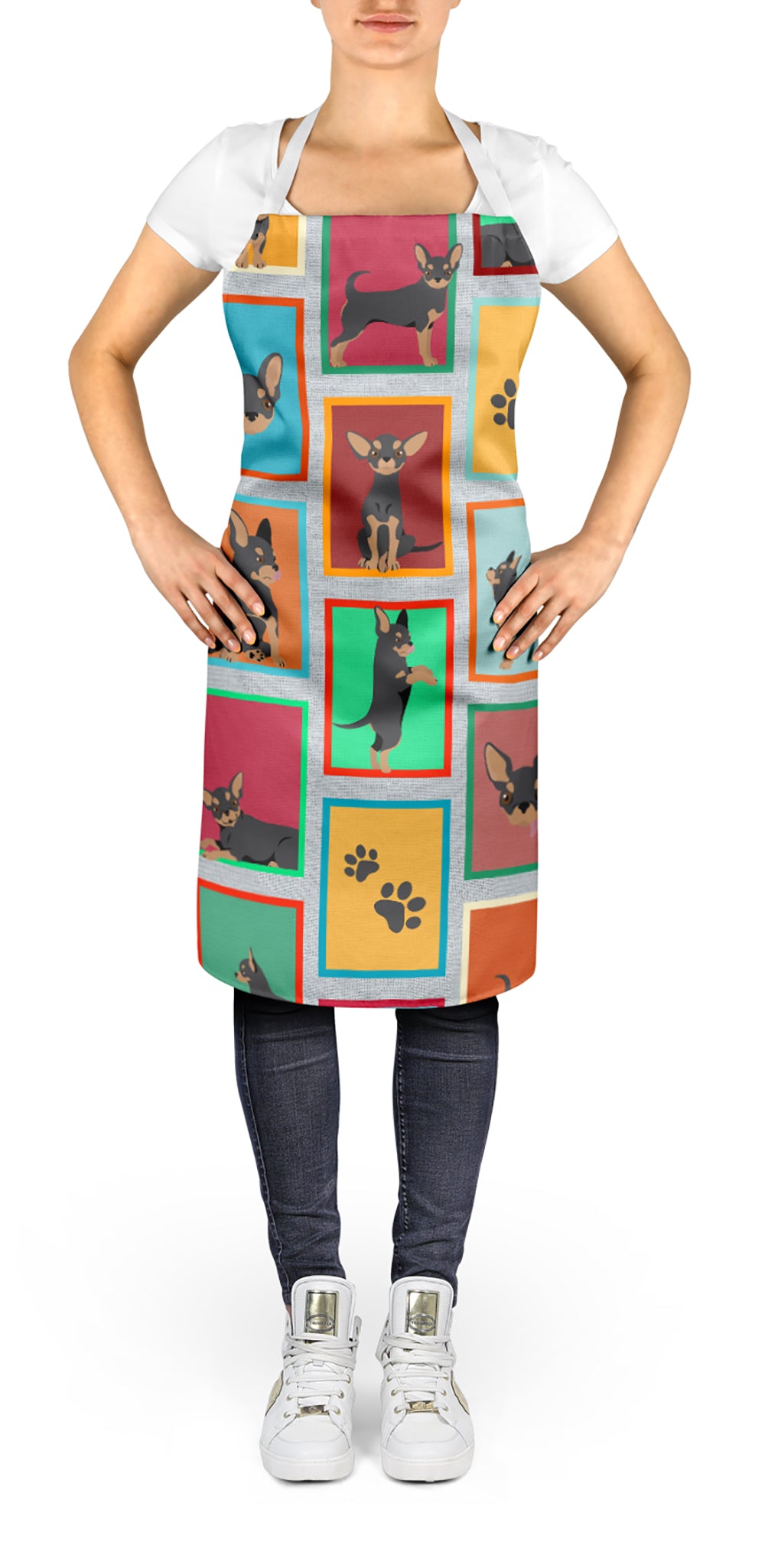 Lots of Black and Tan Chihuahua Apron  the-store.com.