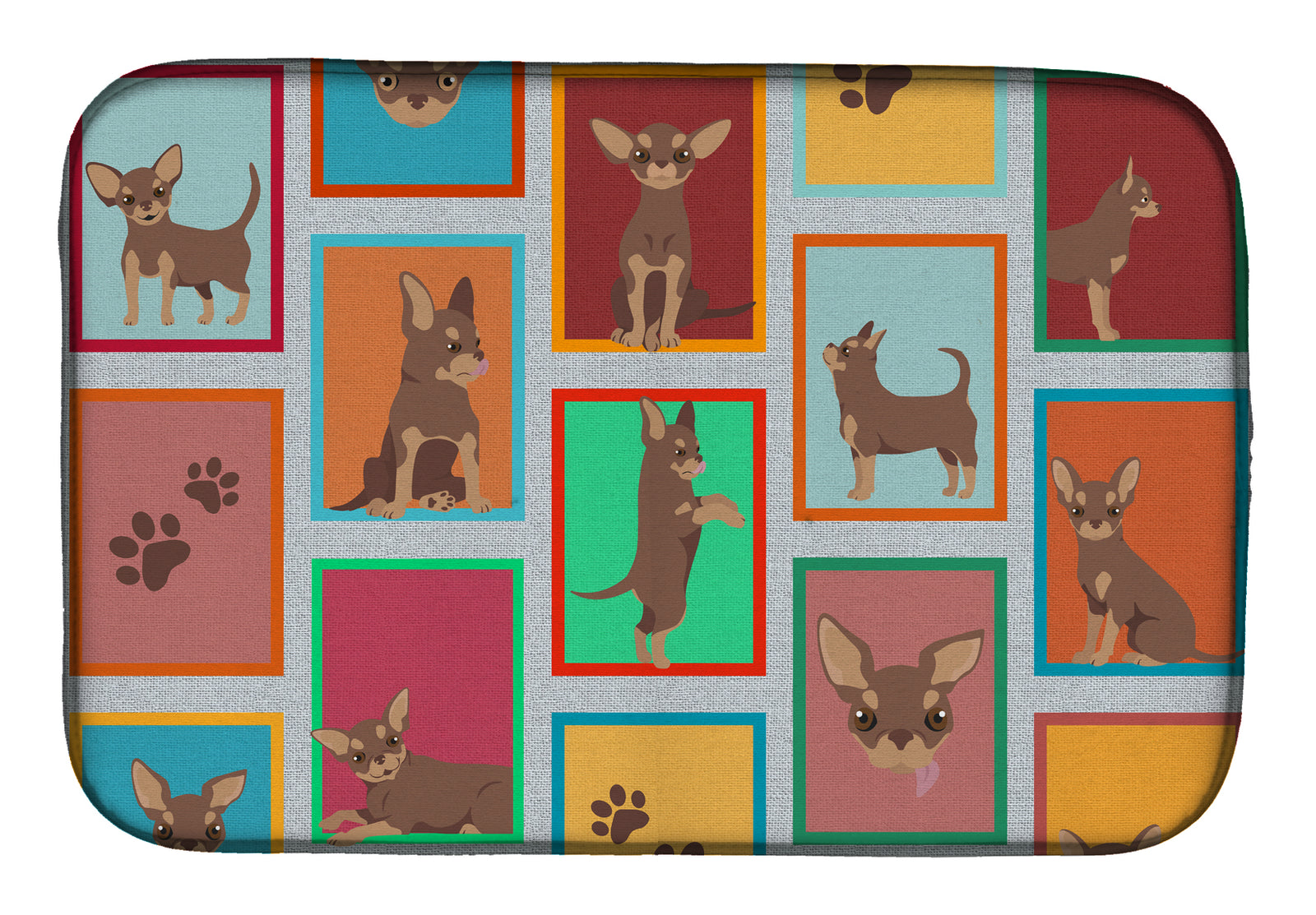 Lots of Chocolate Chihuahua Dish Drying Mat  the-store.com.