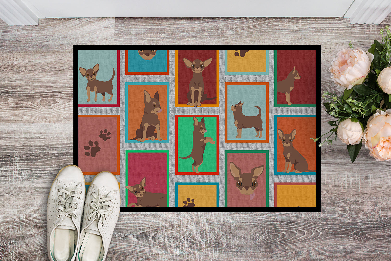 Buy this Lots of Chocolate Chihuahua Indoor or Outdoor Mat 18x27