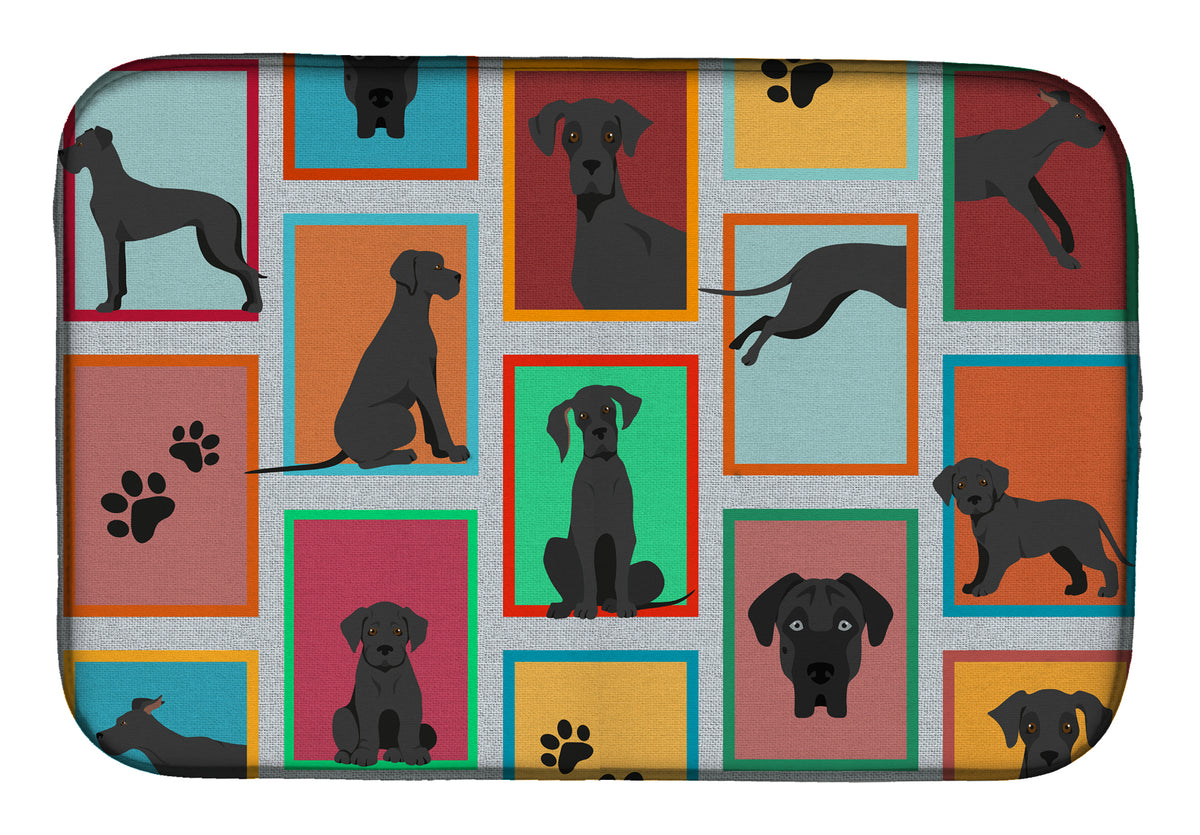 Lots of Black Great Dane Dish Drying Mat  the-store.com.