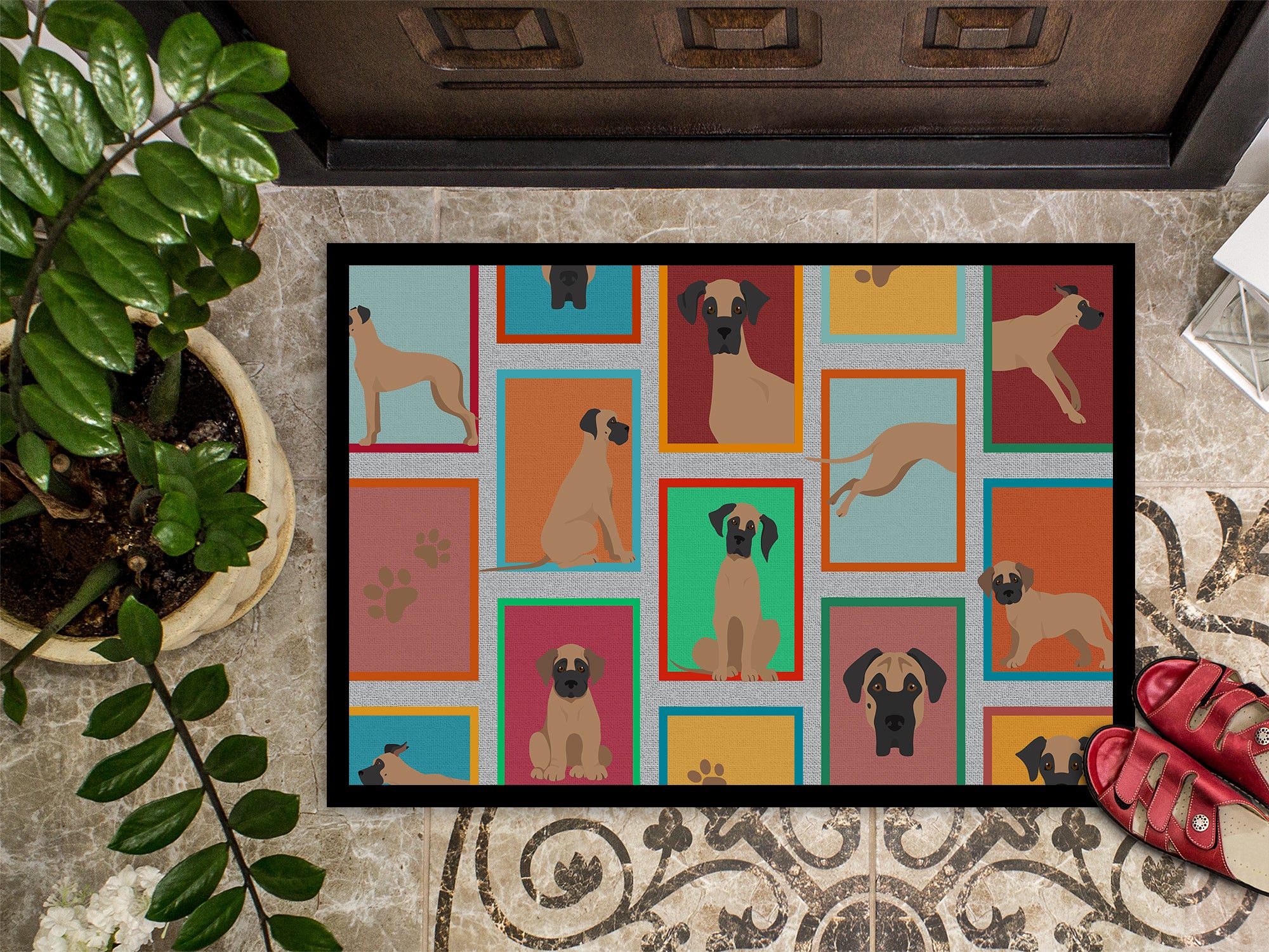 Lots of Fawn Great Dane Indoor or Outdoor Mat 18x27 - the-store.com