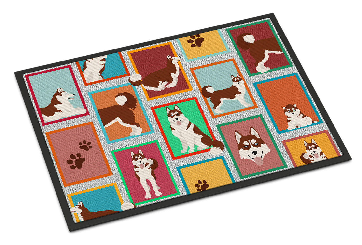 Buy this Lots of Red Siberian Husky Indoor or Outdoor Mat 18x27