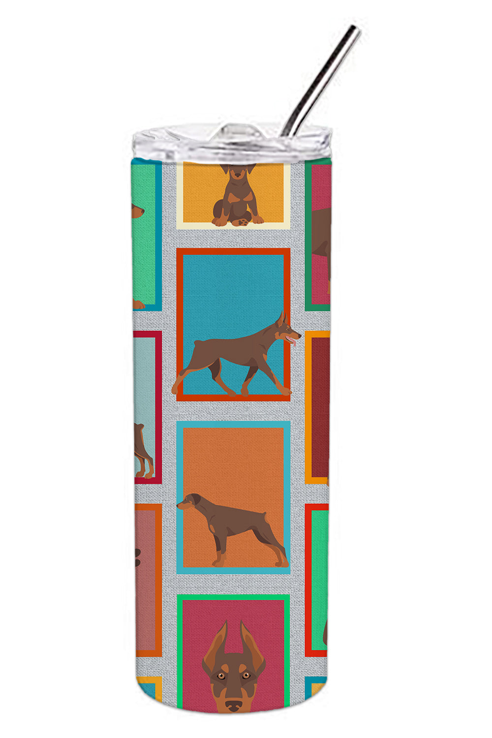 Lots of Red Doberman Pinscher Stainless Steel 20 oz Skinny Tumbler - the-store.com