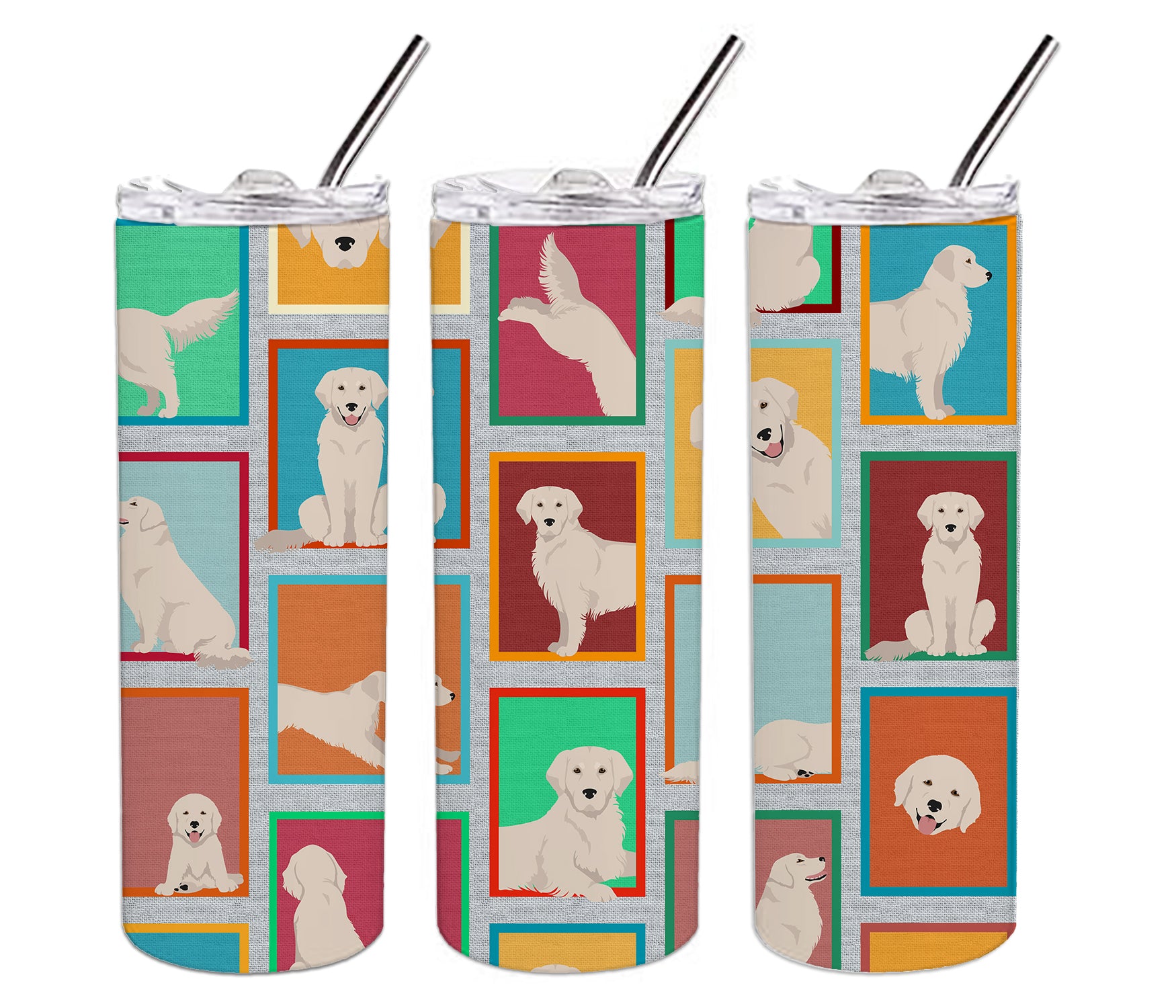 Lots of Cream Golden Retriever Stainless Steel 20 oz Skinny Tumbler - the-store.com