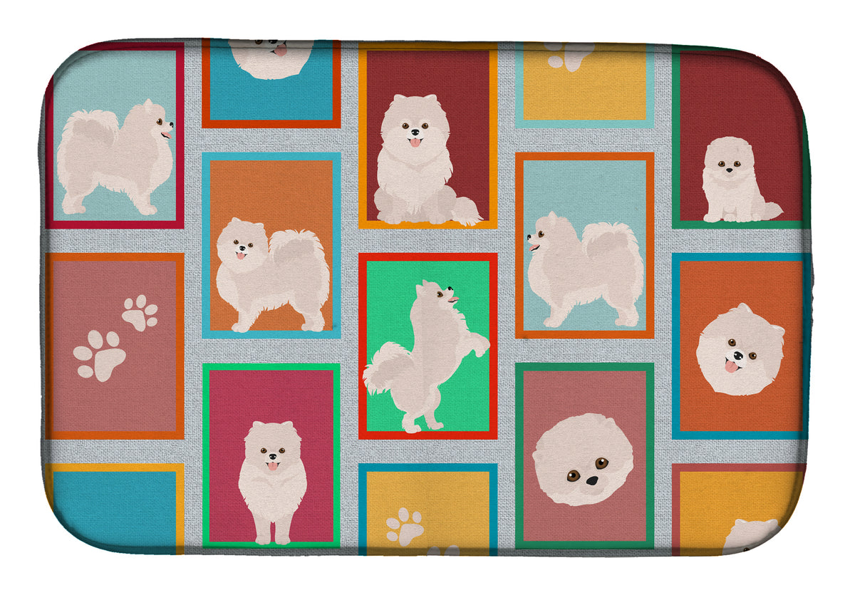 Lots of White Pomeranian Dish Drying Mat  the-store.com.