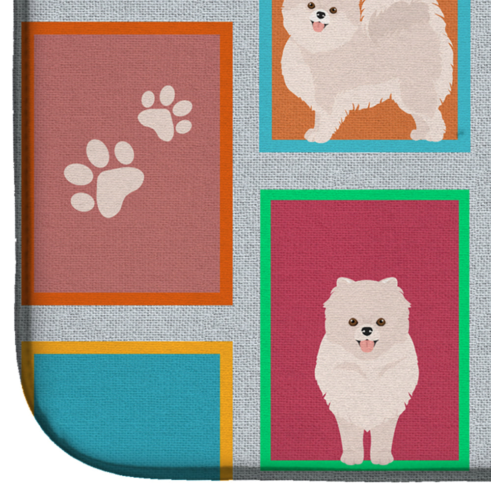 Lots of White Pomeranian Dish Drying Mat  the-store.com.