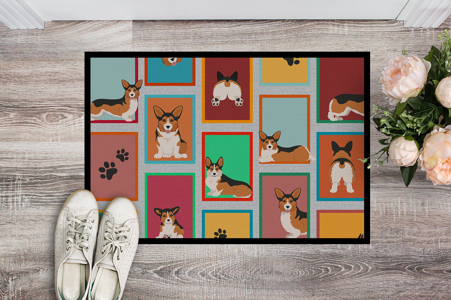 Lots of Sable Pembroke Corgi Indoor or Outdoor Mat 24x36 - the-store.com