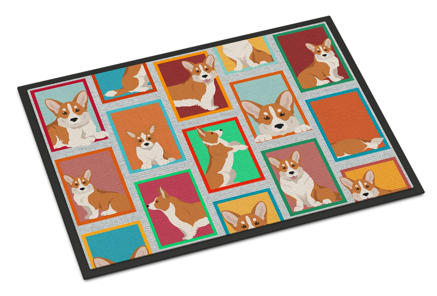 Buy this Lots of Red Cardigan Corgi Indoor or Outdoor Mat 24x36