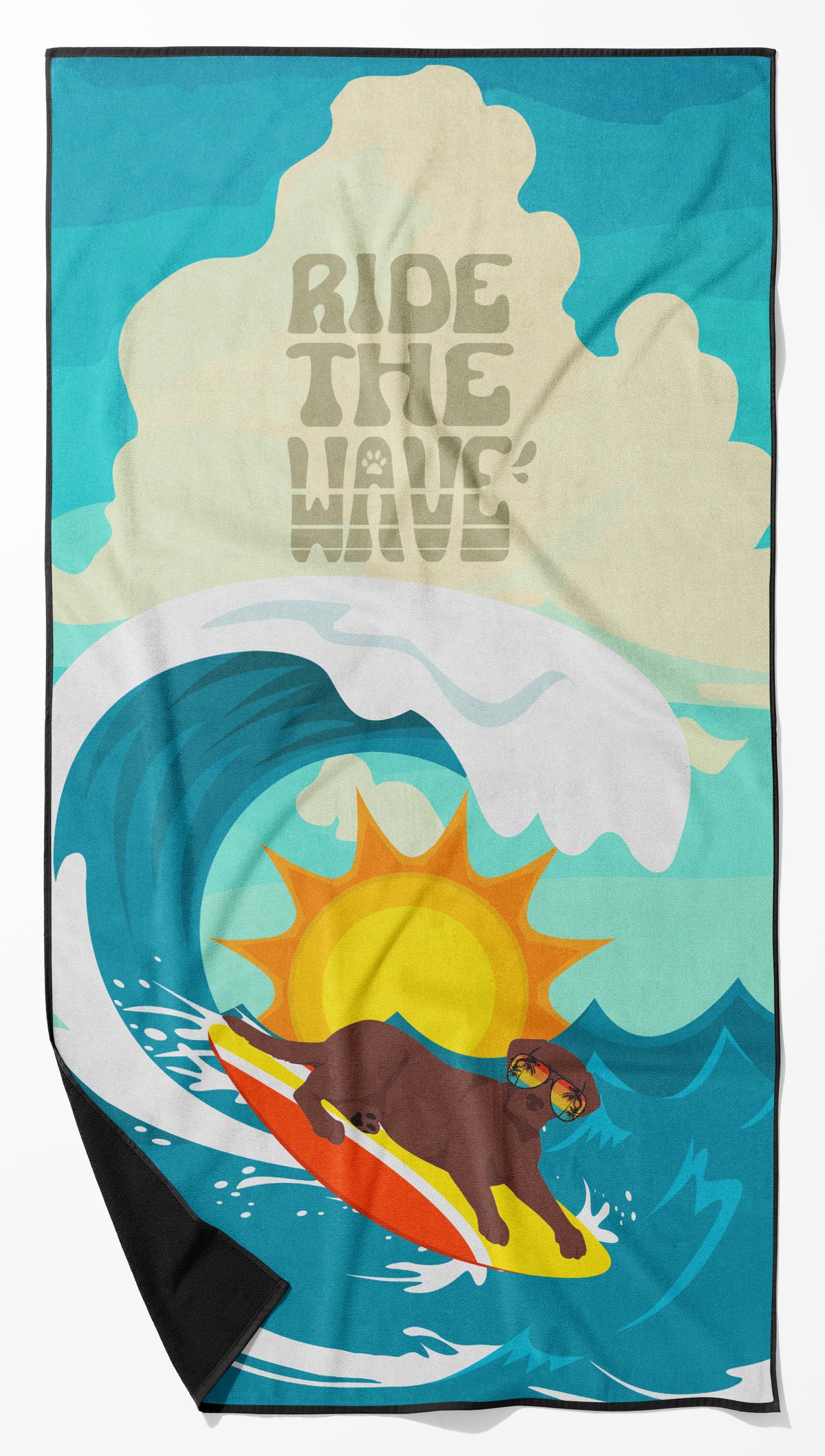 Buy this Surfer Dog Chocolate Labrador Retriever Premium Beach Towel