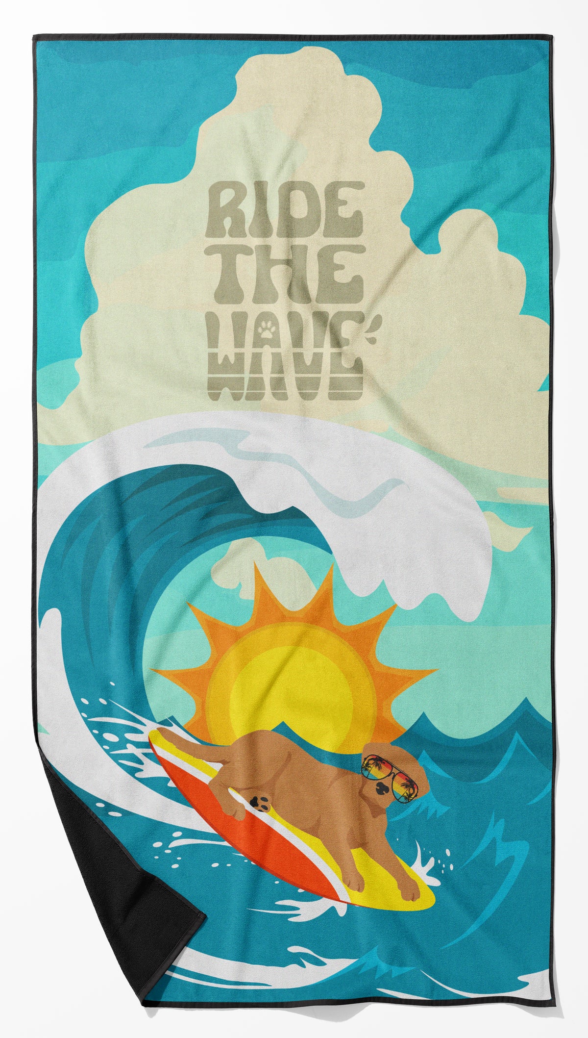 Buy this Surfer Dog Red Fox Labrador Retriever Premium Beach Towel