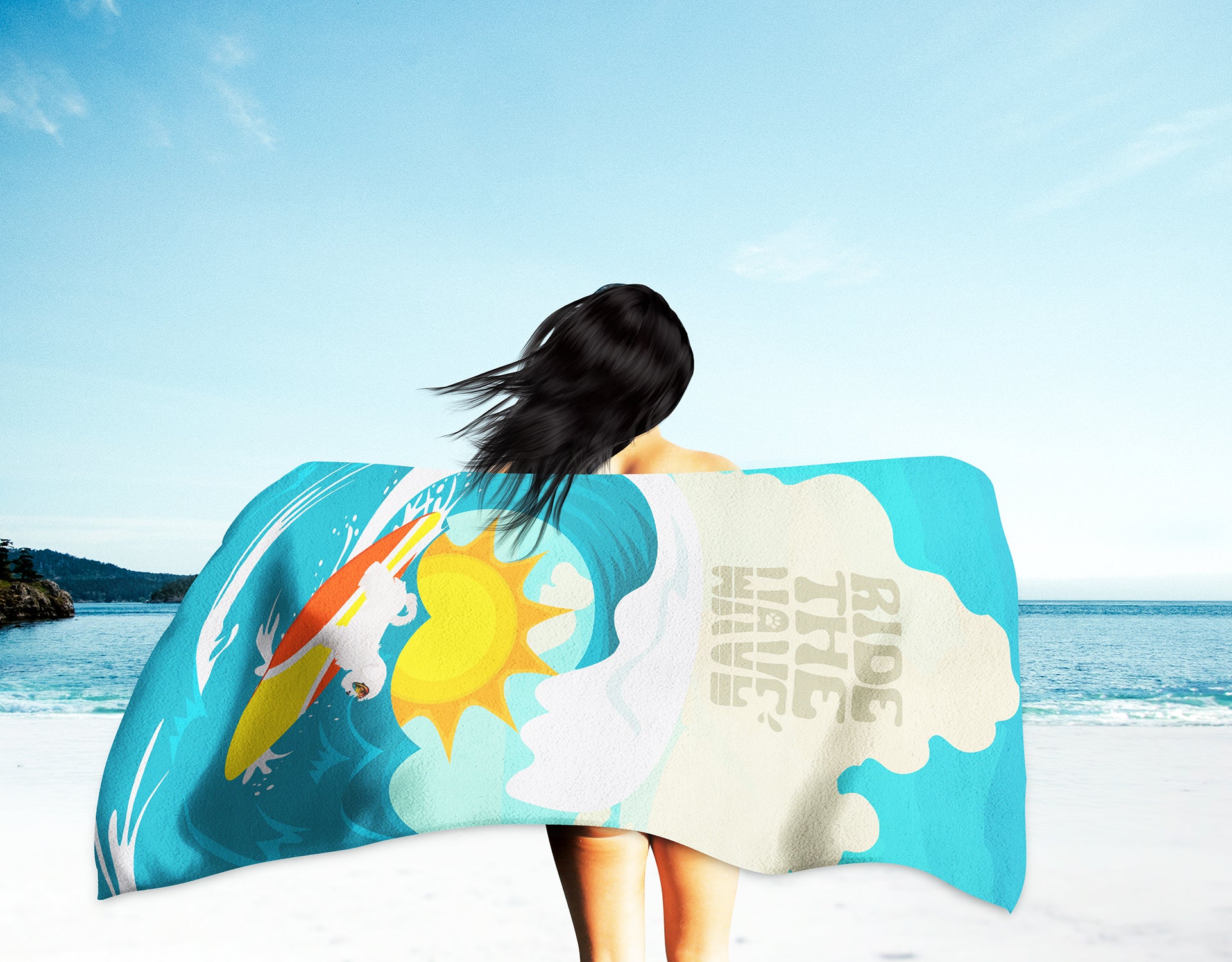 Surfer Dog Maltese Premium Beach Towel  the-store.com.