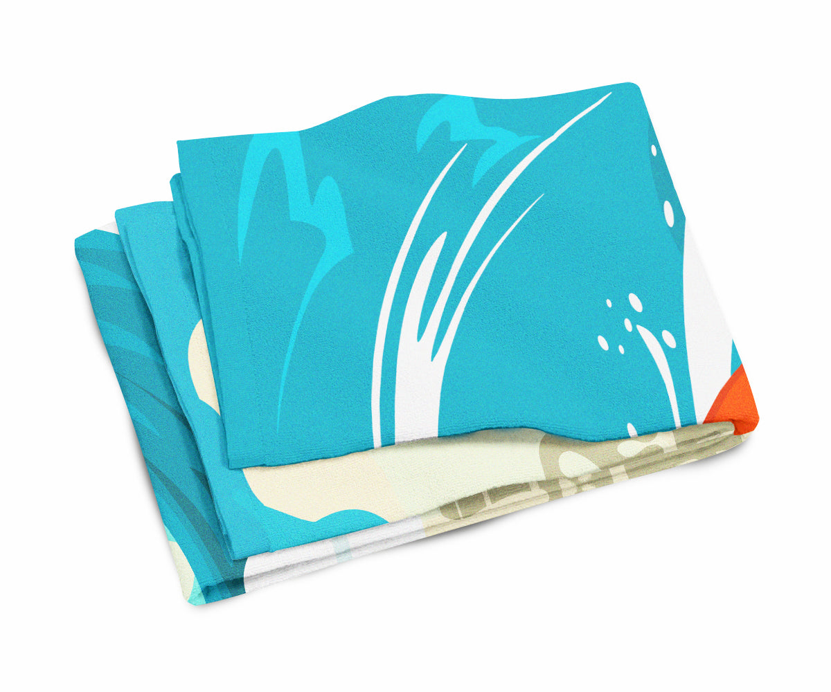 Surfer Dog Tricolor Papillon Premium Beach Towel  the-store.com.