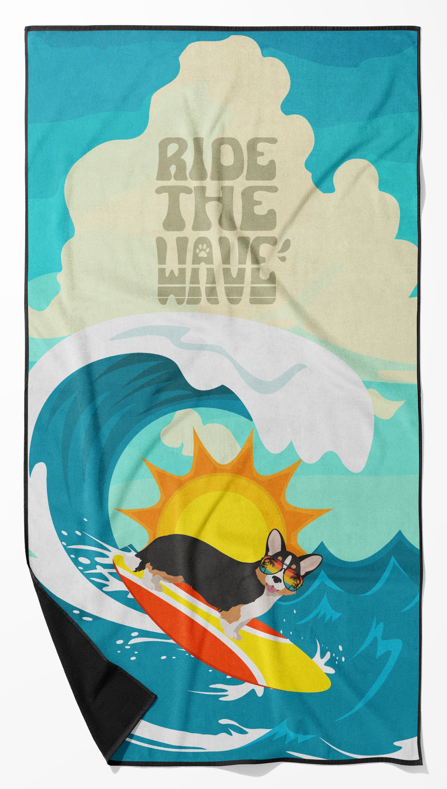 Buy this Surfer Dog Tricolor Cardigan Corgi Premium Beach Towel