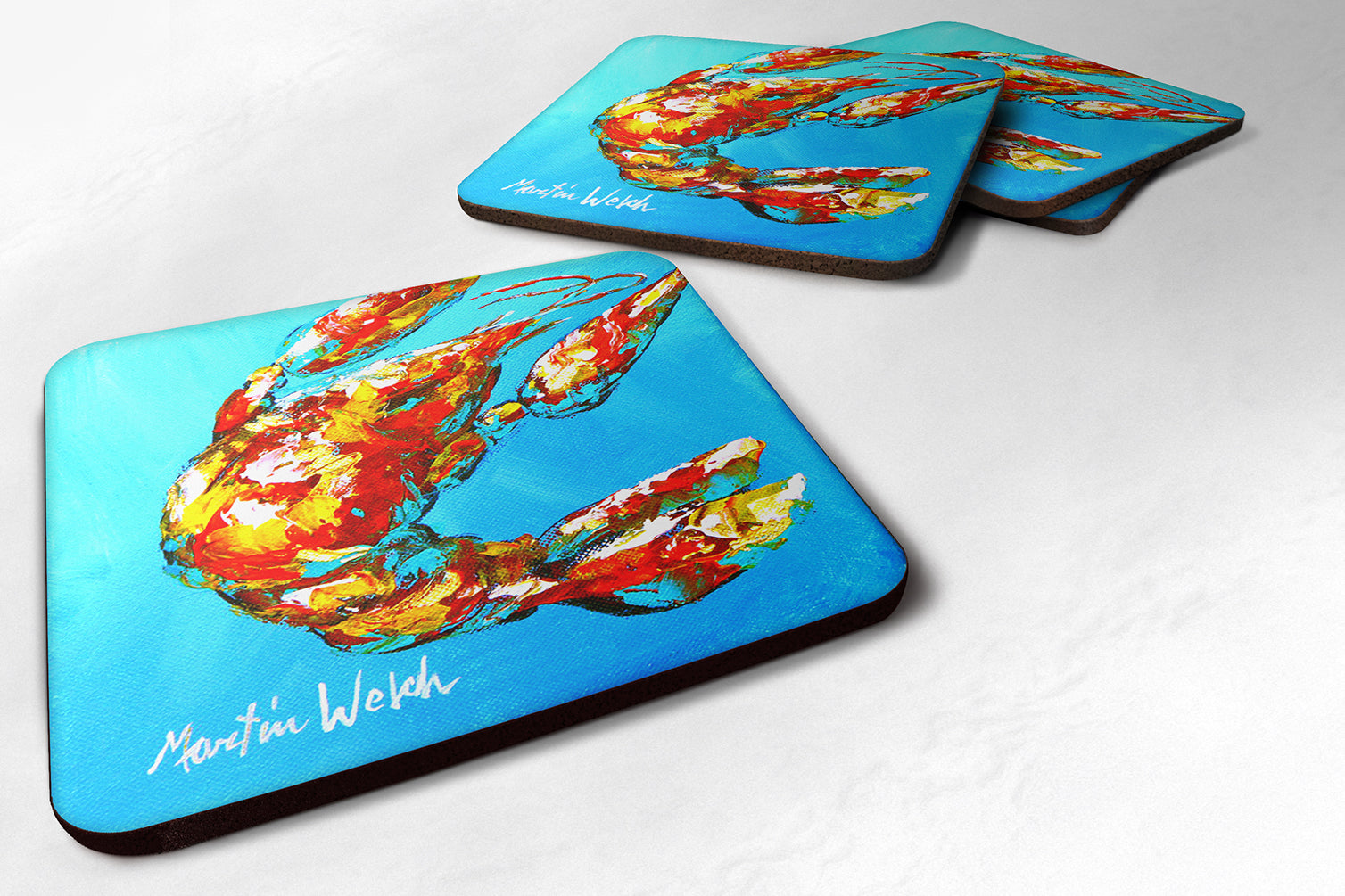 Set of 4 Crawfish Baby Craw Foam Coasters - the-store.com