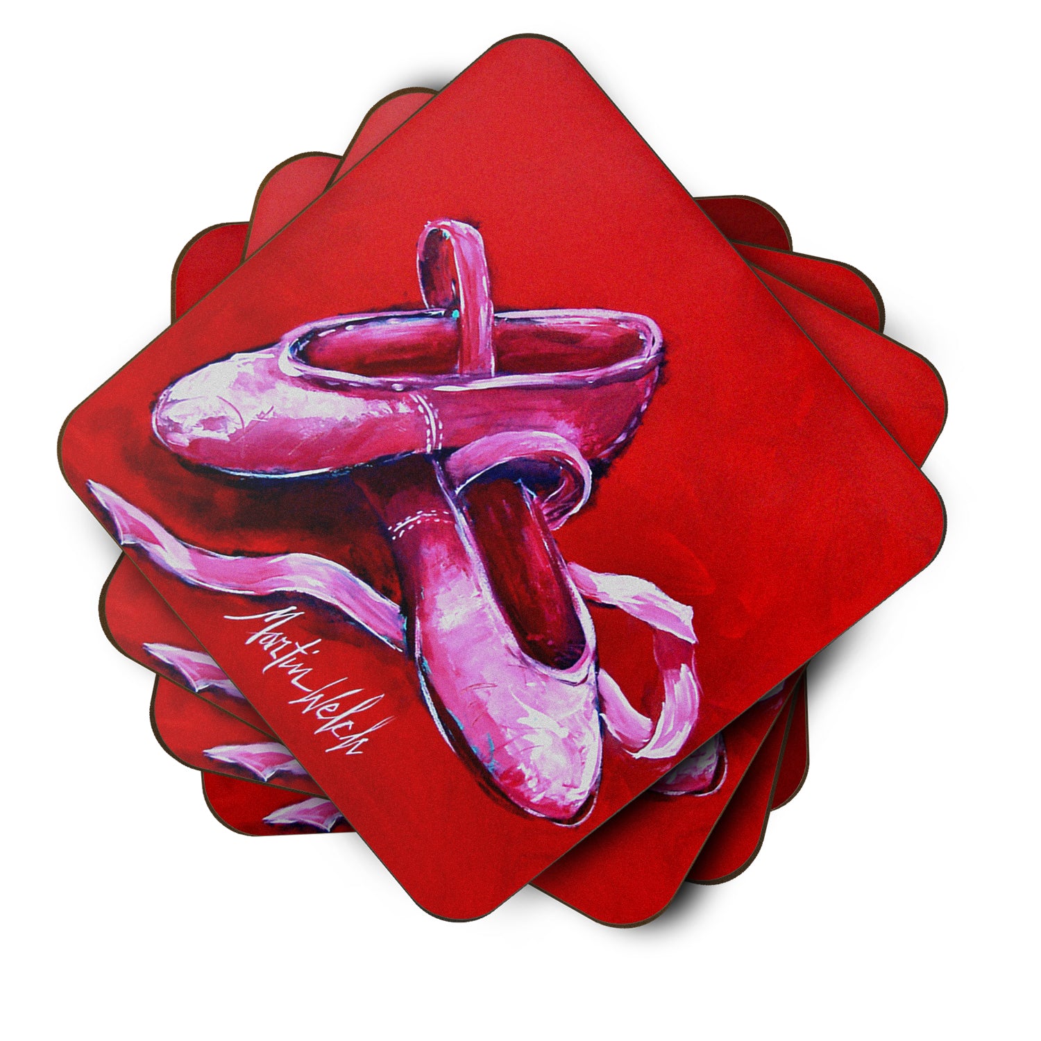 Set of 4 Ballet Pair of Ballet Shoes Foam Coasters - the-store.com