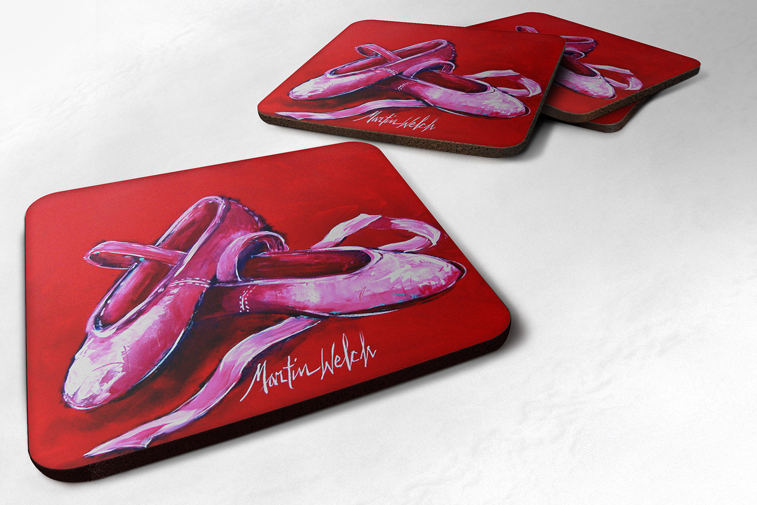 Set of 4 Ballet Pair of Ballet Shoes Foam Coasters - the-store.com