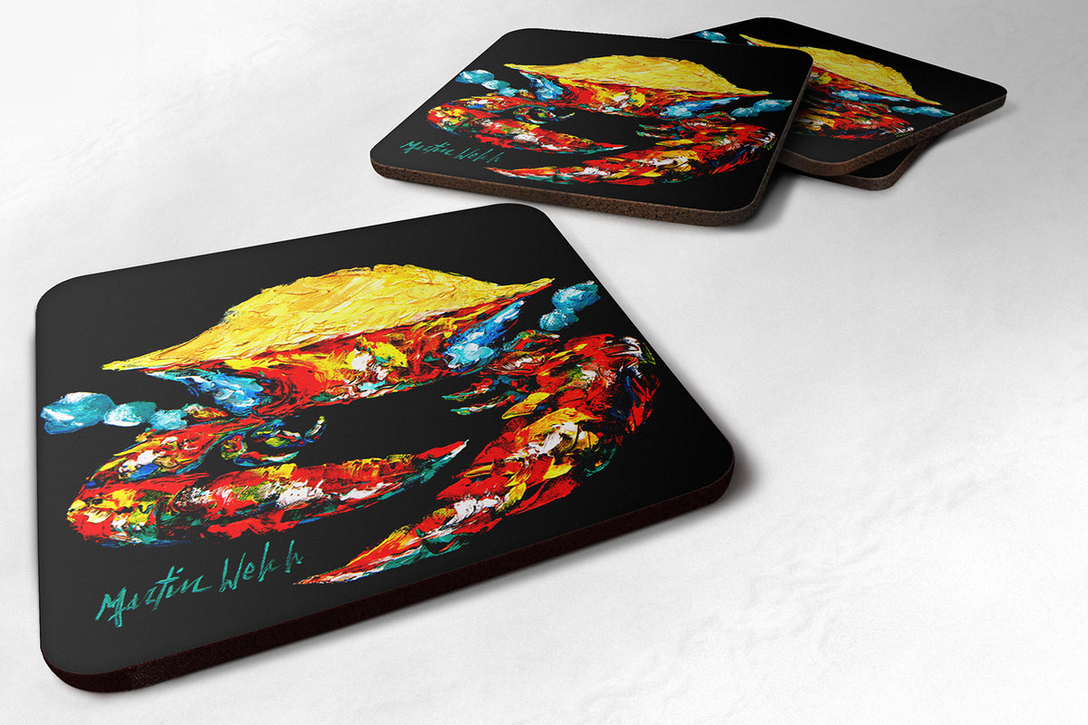 Set of 4 Crab Black Gold Foam Coasters - the-store.com