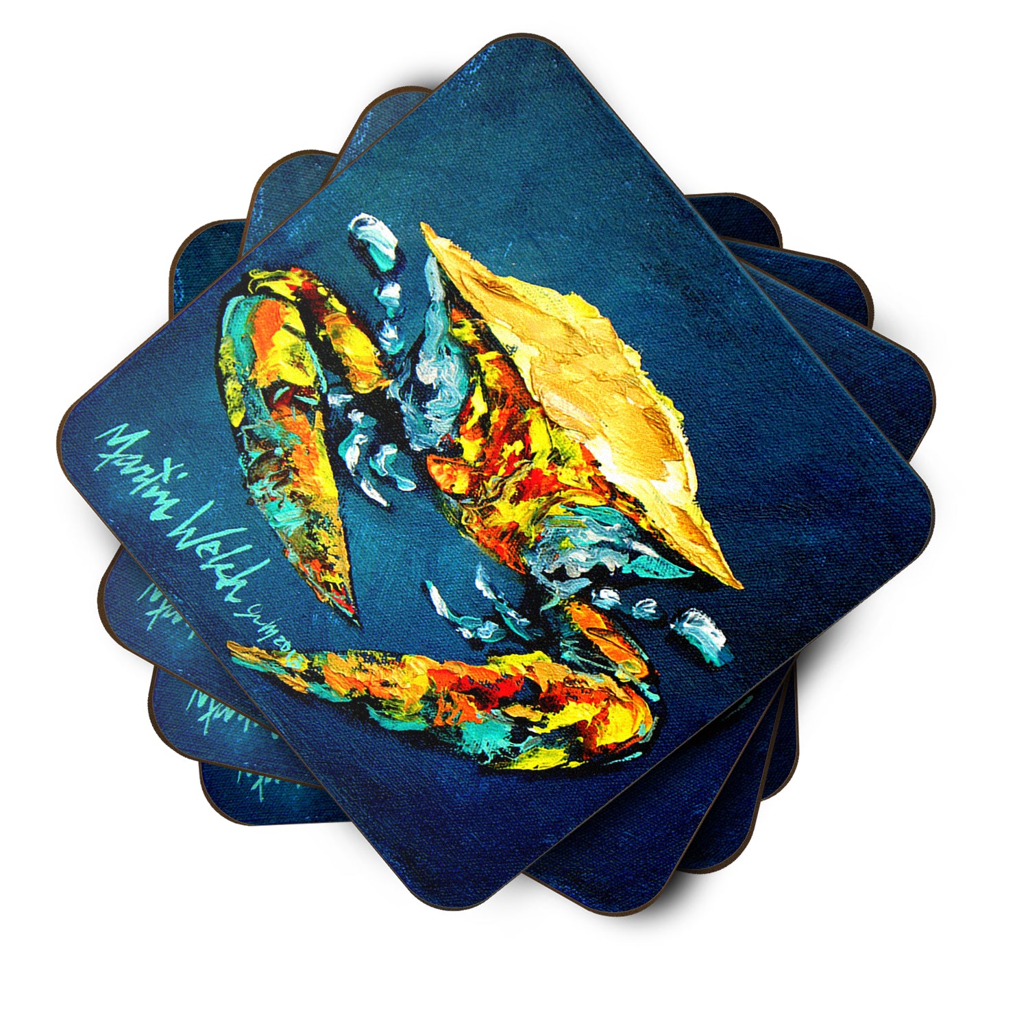 Set of 4 Crab Catch Up Foam Coasters - the-store.com