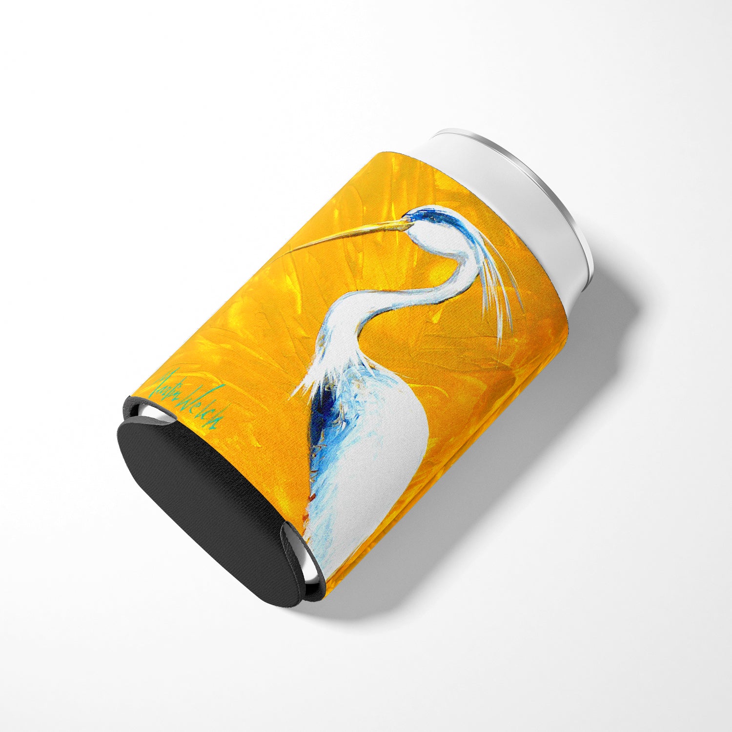 Bird - Blue Heron Col Mustard Can or Bottle Beverage Insulator Hugger.