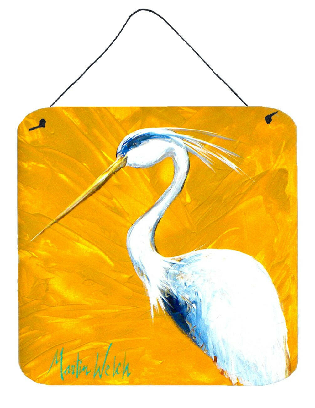 Bird - Blue Heron Col Mustard Aluminium Metal Wall or Door Hanging Prints by Caroline&#39;s Treasures