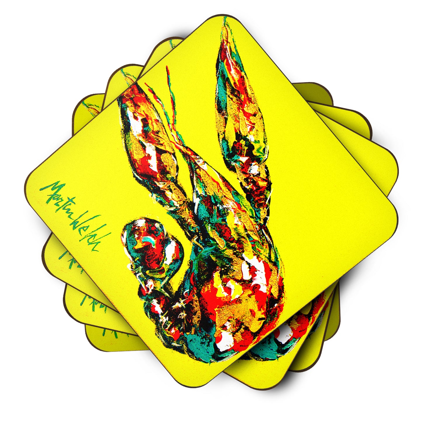 Set of 4 Crawfish Craw Time Foam Coasters - the-store.com