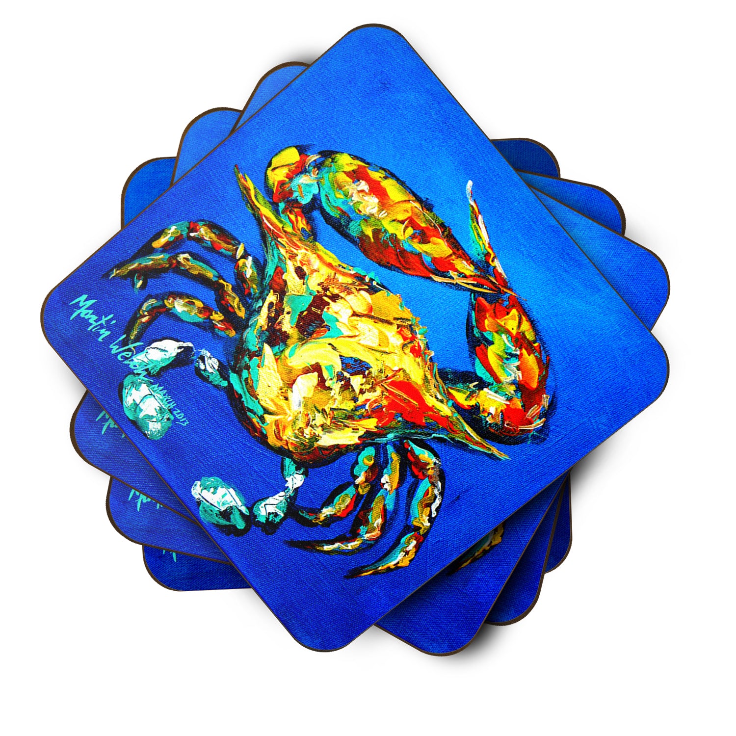 Set of 4 Crab Criss Crow Foam Coasters - the-store.com