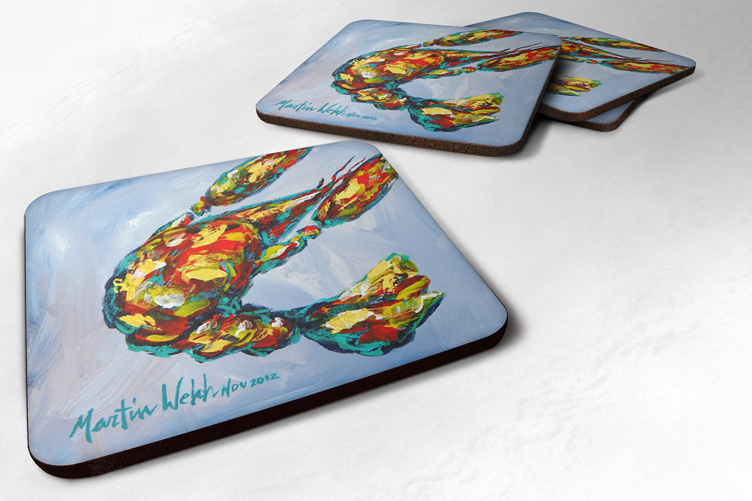 Set of 4 Crawfish Iced Crawfish Foam Coasters - the-store.com