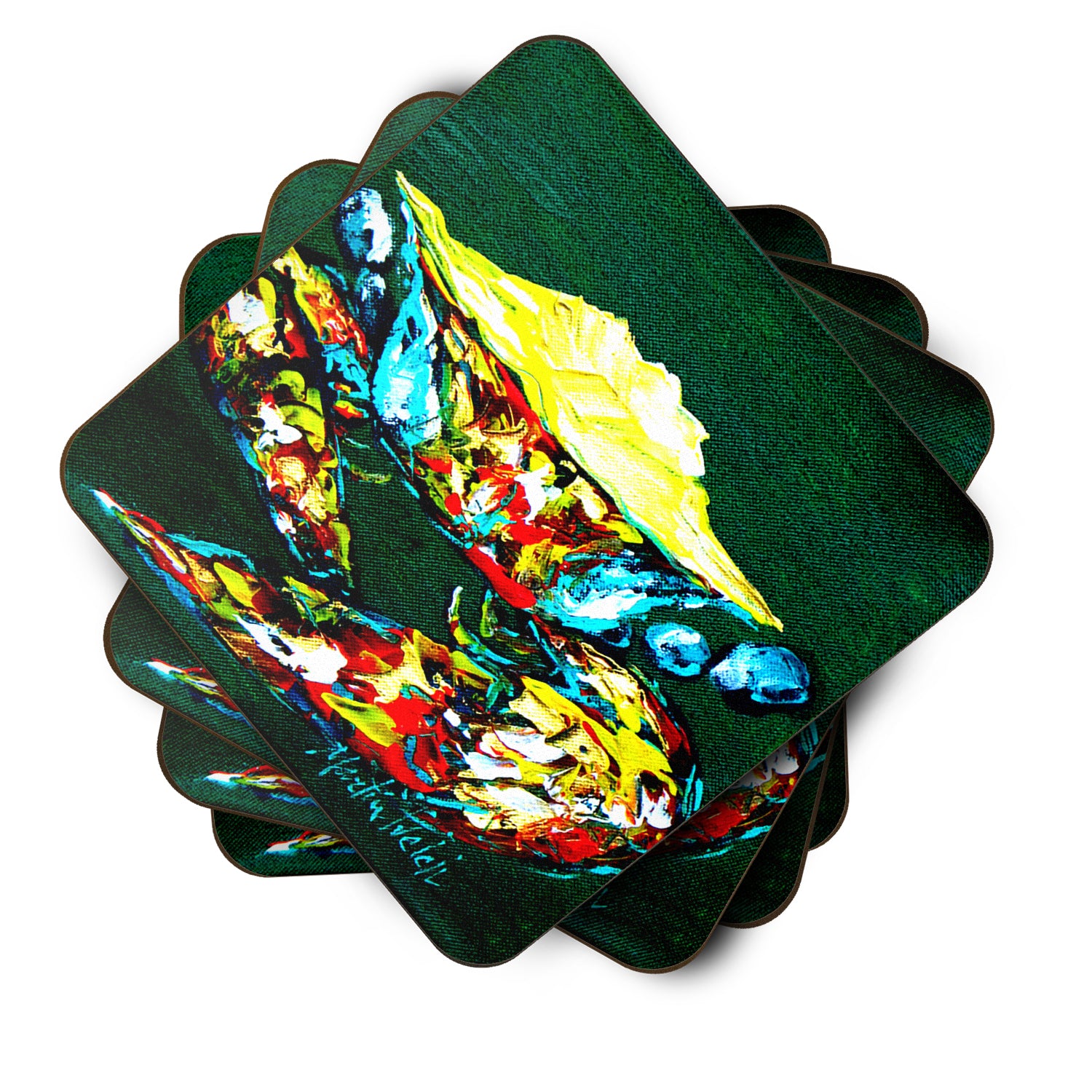 Set of 4 Crab Mean Green Foam Coasters - the-store.com