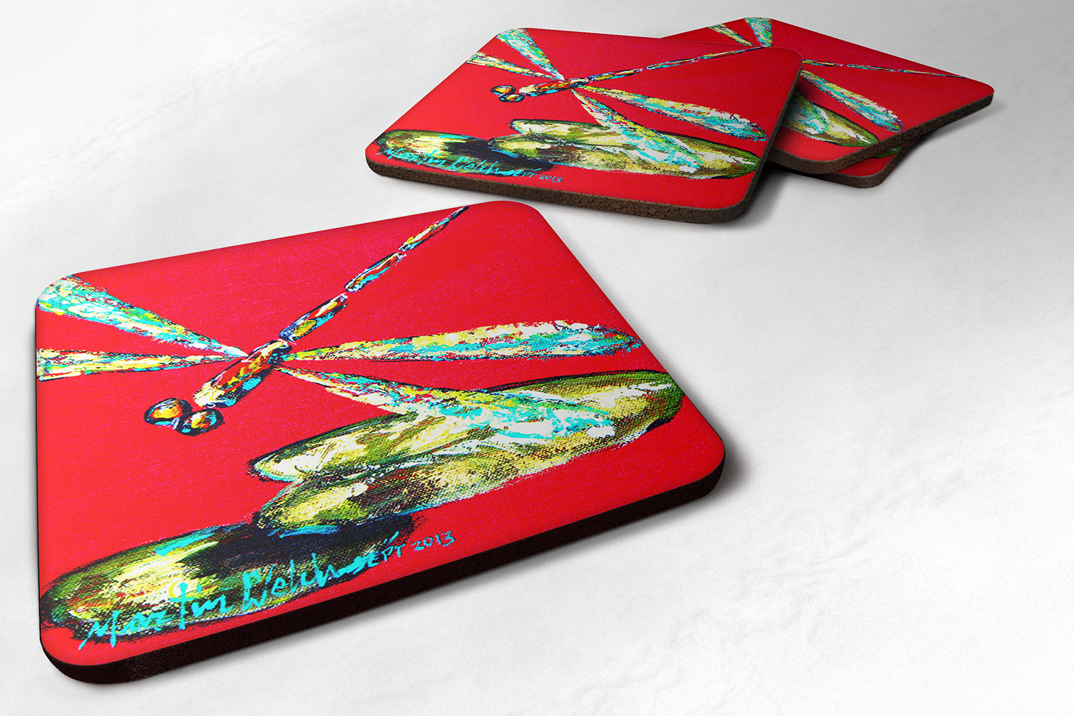 Set of 4 Insect - Dragonfly Shoo-Fly Foam Coasters - the-store.com