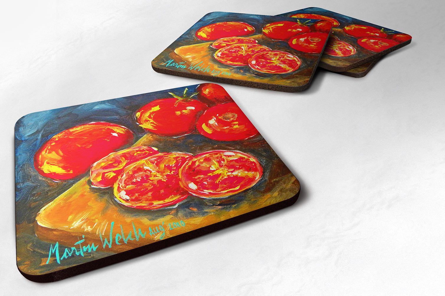 Set of 4 Vegetables - Tomato Slice It Up Foam Coasters - the-store.com