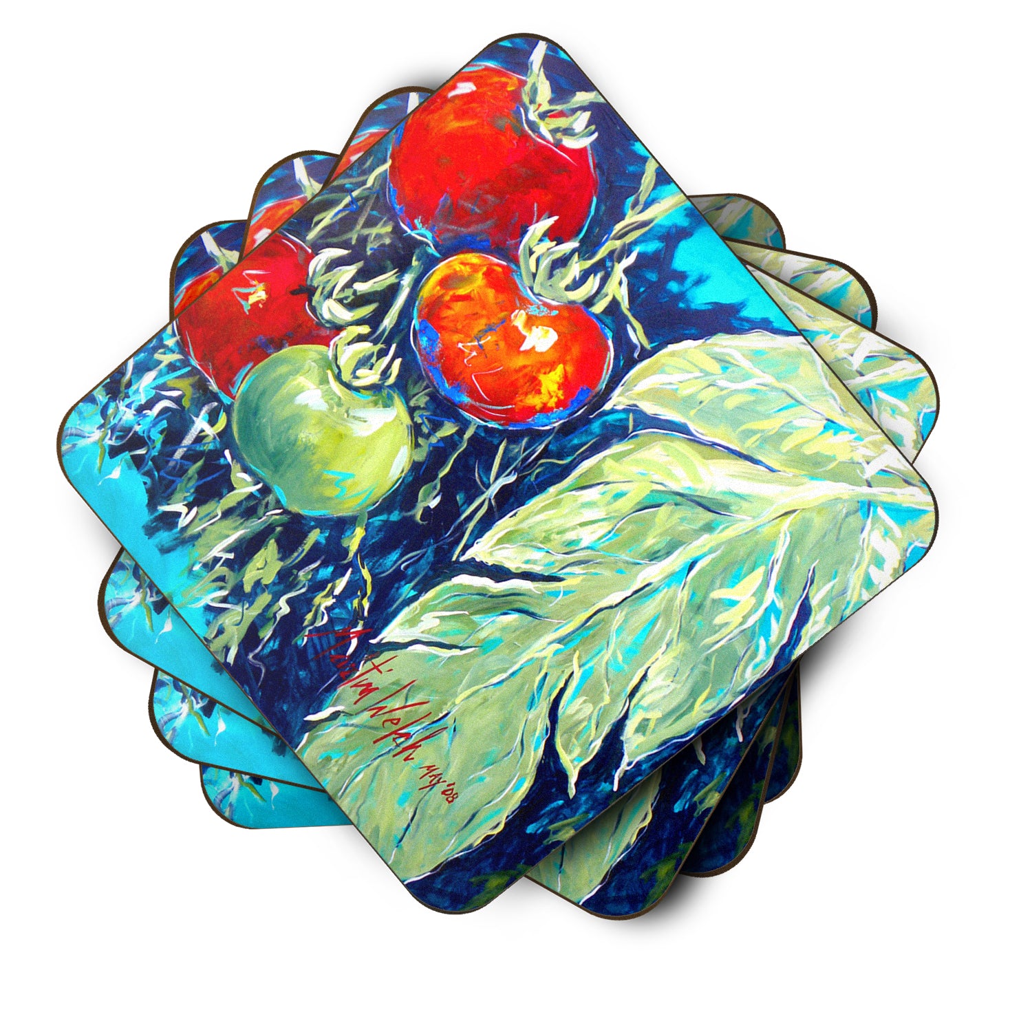 Set of 4 Vegetables - Tomato Tomaeto-Tomaato Foam Coasters - the-store.com