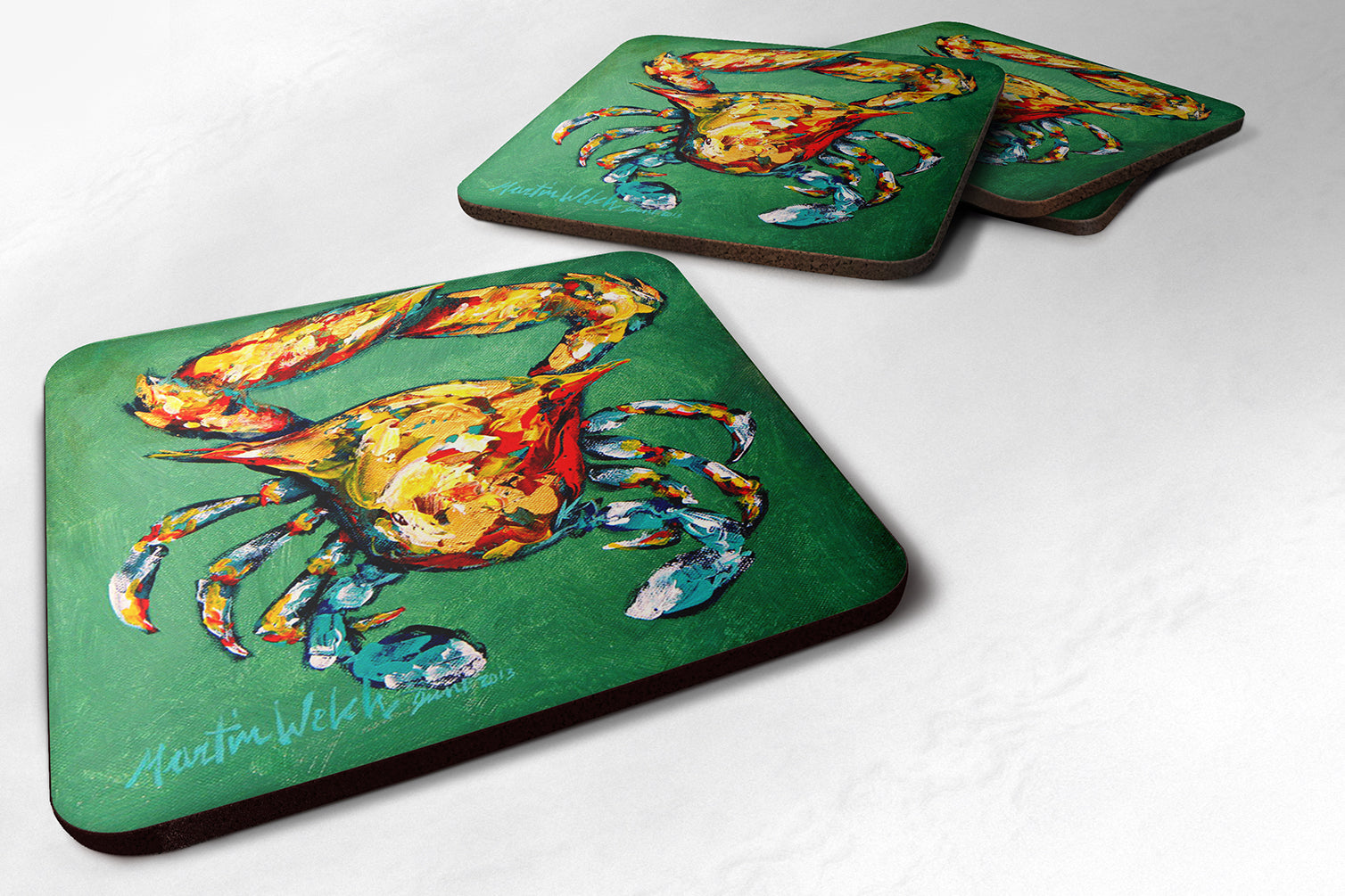 Set of 4 Crab Two Snaps Foam Coasters - the-store.com