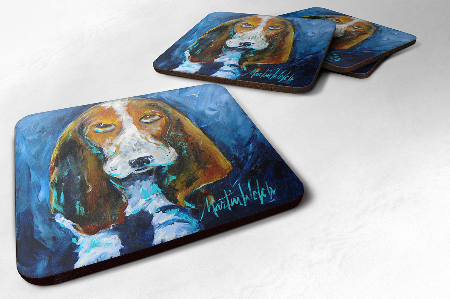 Set of 4 Dog - Basset Hound You talkin' 'bout me Foam Coasters - the-store.com