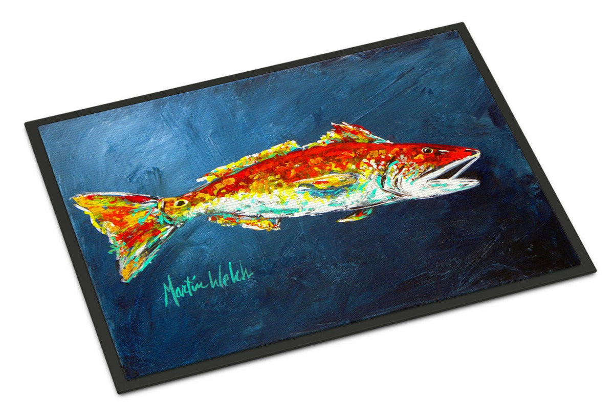 Fish - Red Fish Red for Jarett Indoor or Outdoor Mat 18x27 Doormat - the-store.com