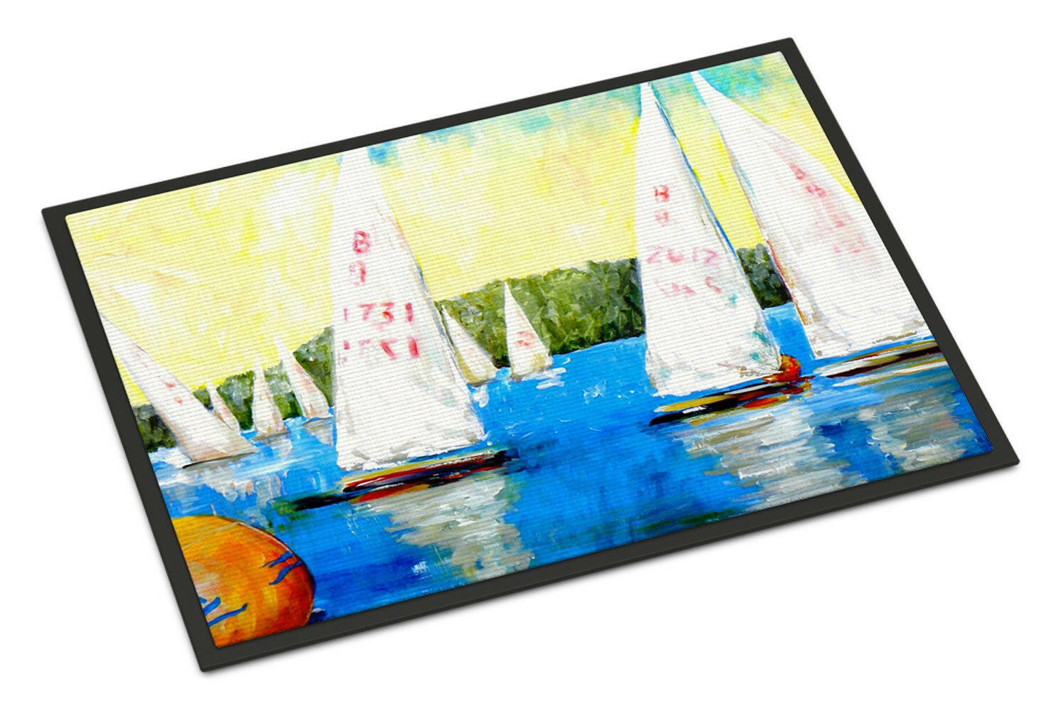 Sailboats Round the Mark Indoor or Outdoor Mat 24x36 Doormat - the-store.com