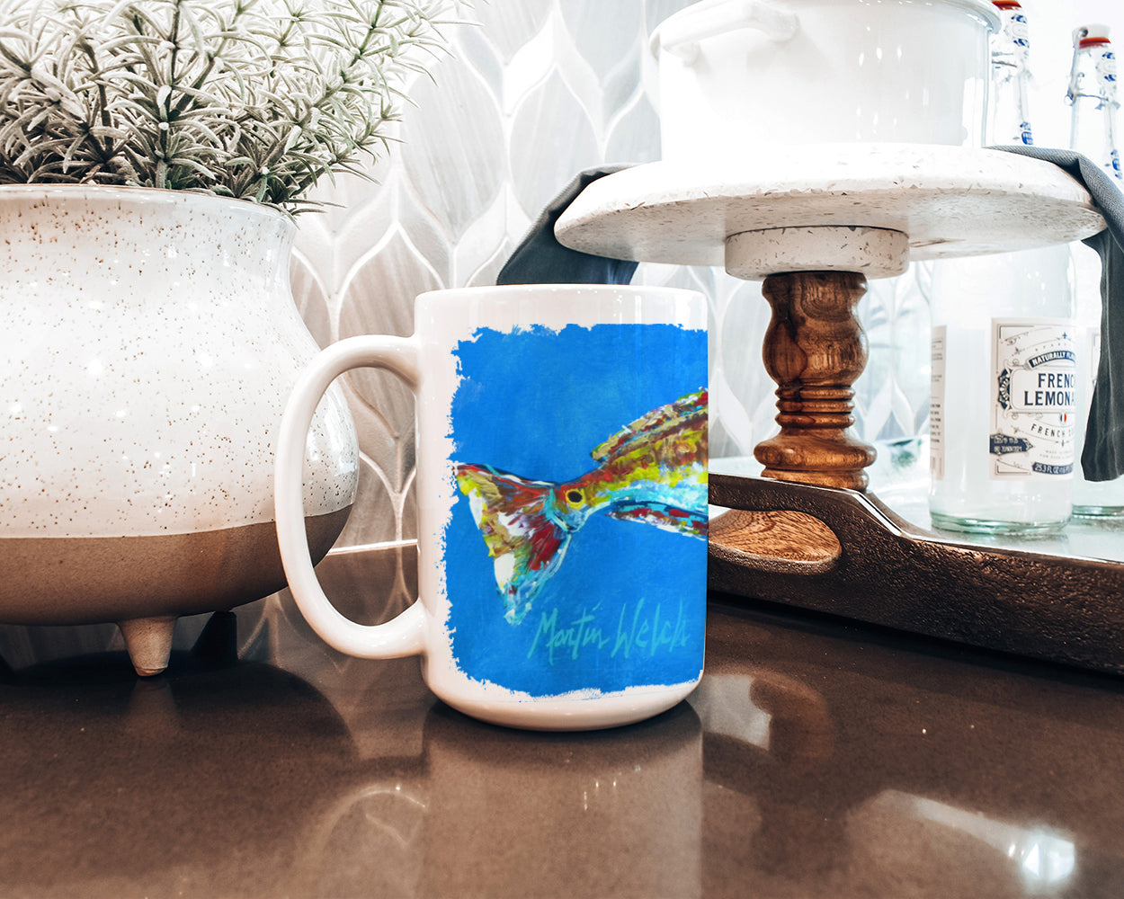 Fish - Red Fish Seafood Two Dishwasher Safe Microwavable Ceramic Coffee Mug 15 ounce MW1098CM15  the-store.com.