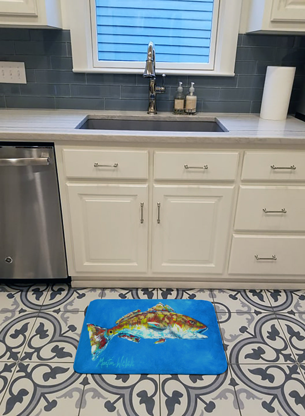 Fish - Red Fish Seafood Two Machine Washable Memory Foam Mat MW1098RUG - the-store.com