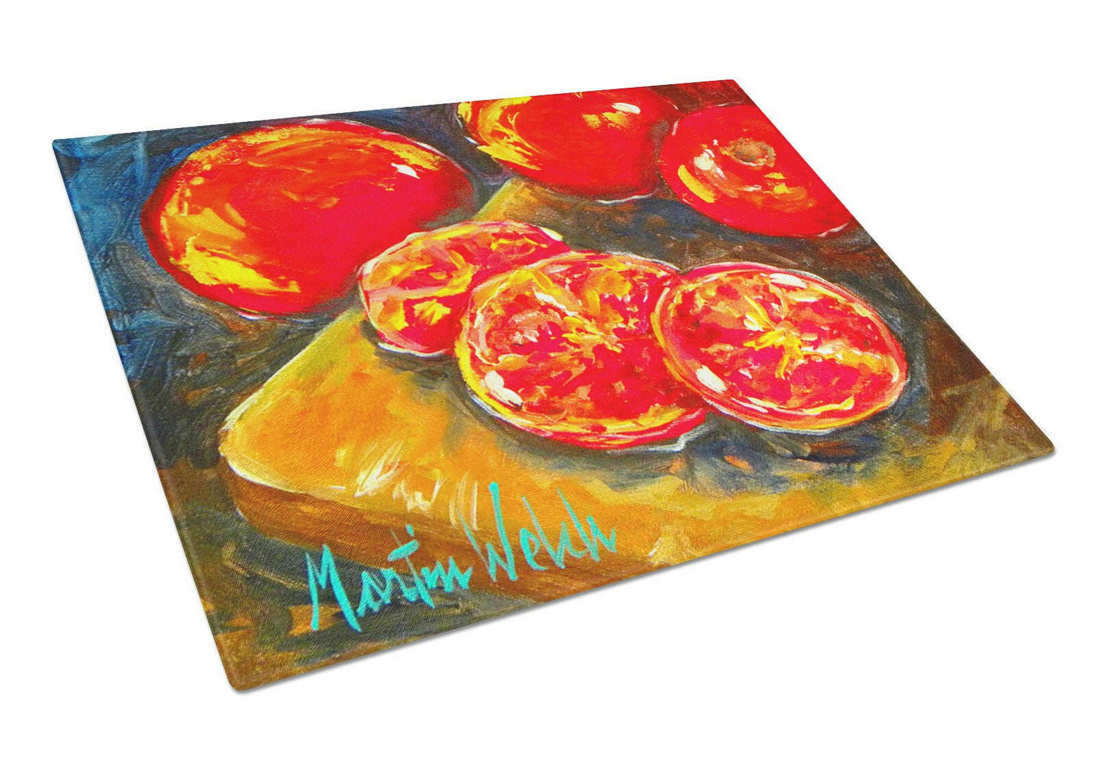 Vegetables - Tomatoes Slice It Up Glass Cutting Board Large by Caroline's Treasures