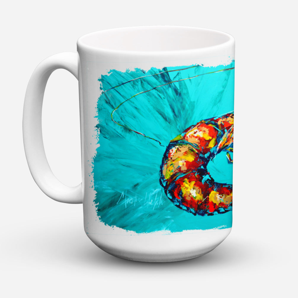 Shrimp Teal Shrimp Dishwasher Safe Microwavable Ceramic Coffee Mug 15 ounce MW1100CM15  the-store.com.