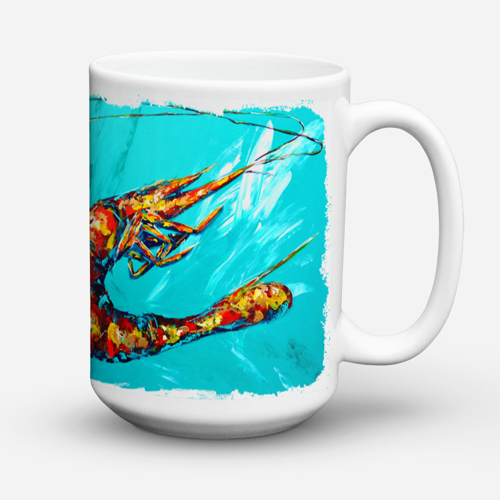 Shrimp Teal Shrimp Dishwasher Safe Microwavable Ceramic Coffee Mug 15 ounce MW1100CM15  the-store.com.