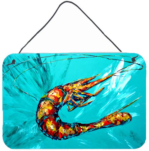 Shrimp Teal Shrimp Aluminium Metal Wall or Door Hanging Prints by Caroline's Treasures