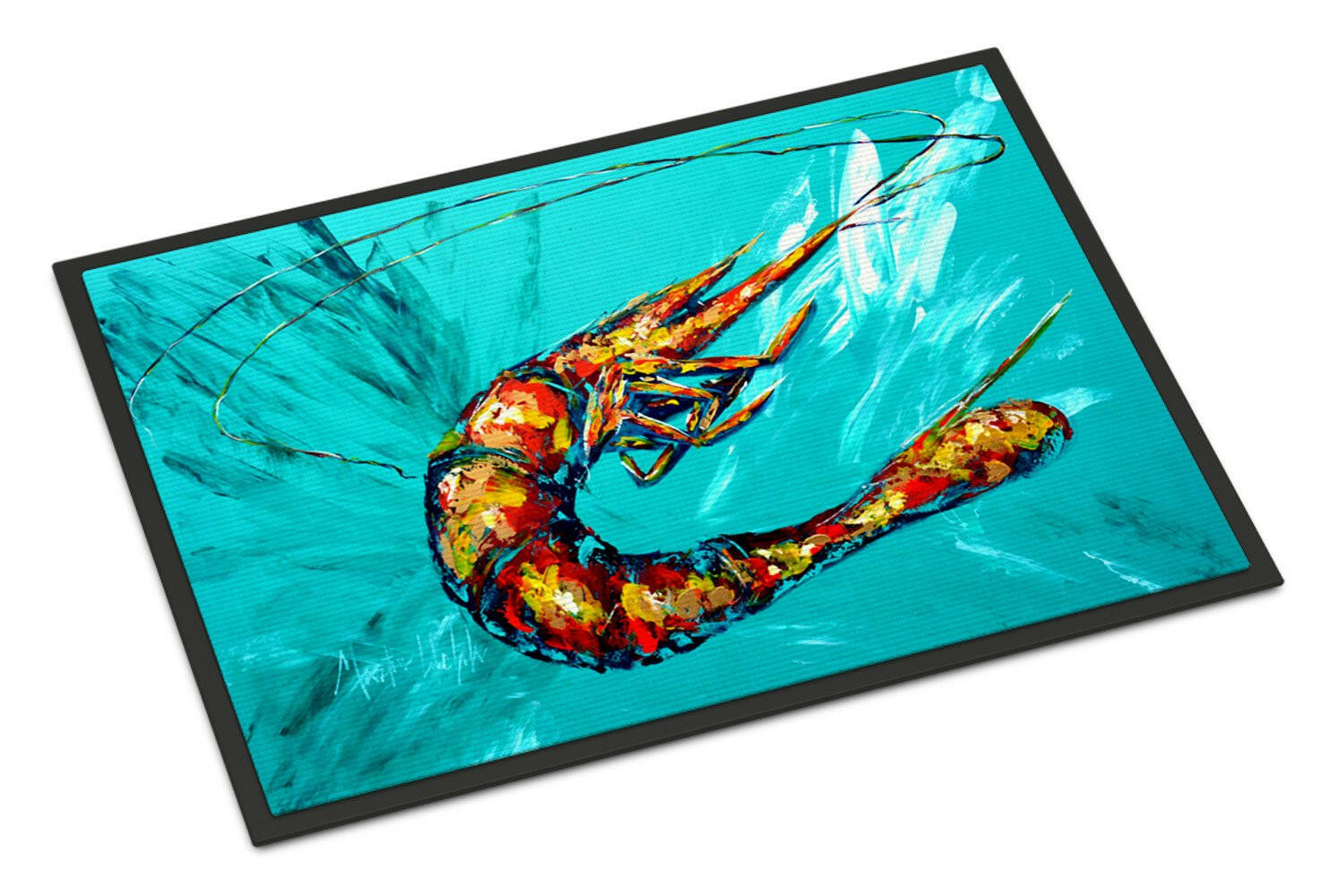 Shrimp Teal Shrimp Indoor or Outdoor Mat 24x36 Doormat - the-store.com