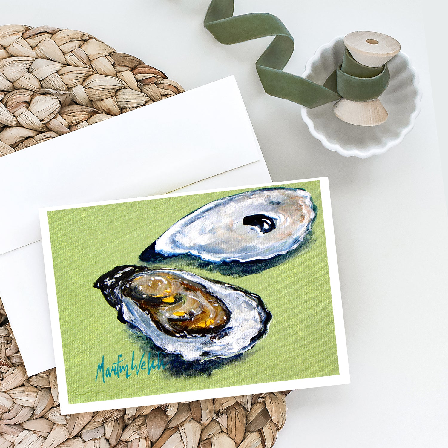 Buy this Oysters Two Shells Greeting Cards Pack of 8