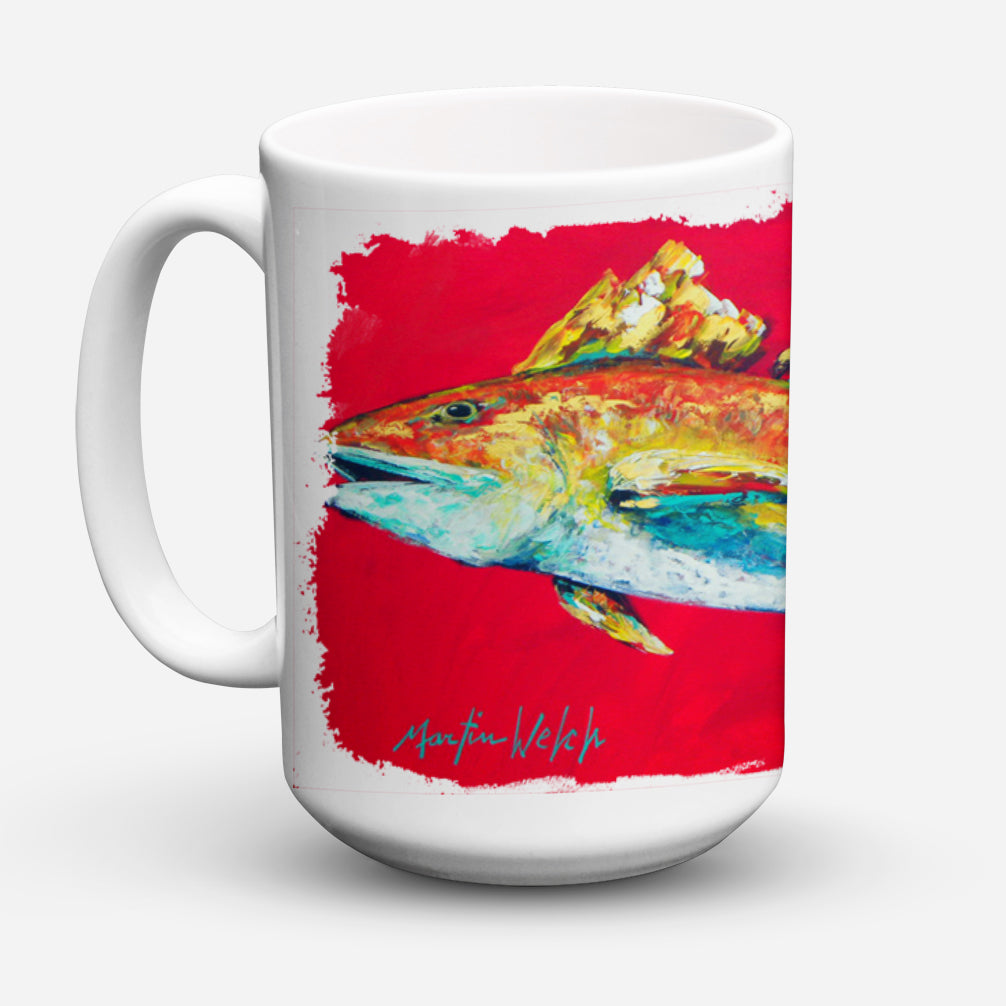 Fish - Red Fish Woo Hoo Dishwasher Safe Microwavable Ceramic Coffee Mug 15 ounce MW1103CM15  the-store.com.