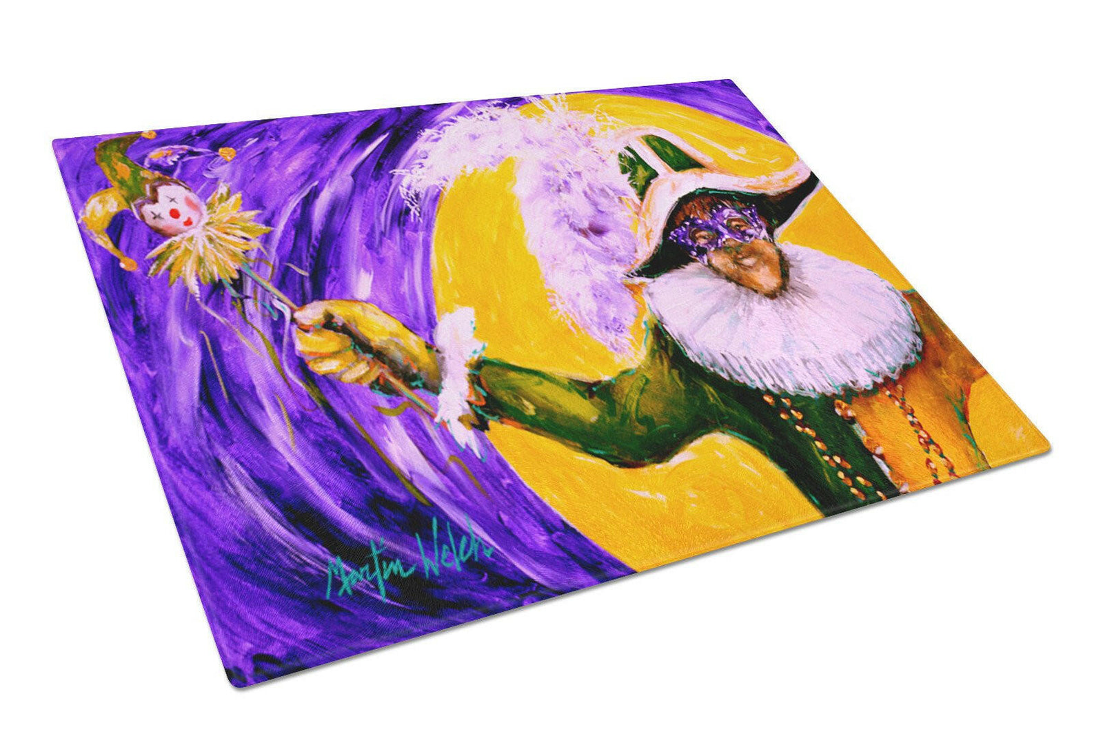 Mardi Gras Hey Mister Glass Cutting Board Large by Caroline's Treasures