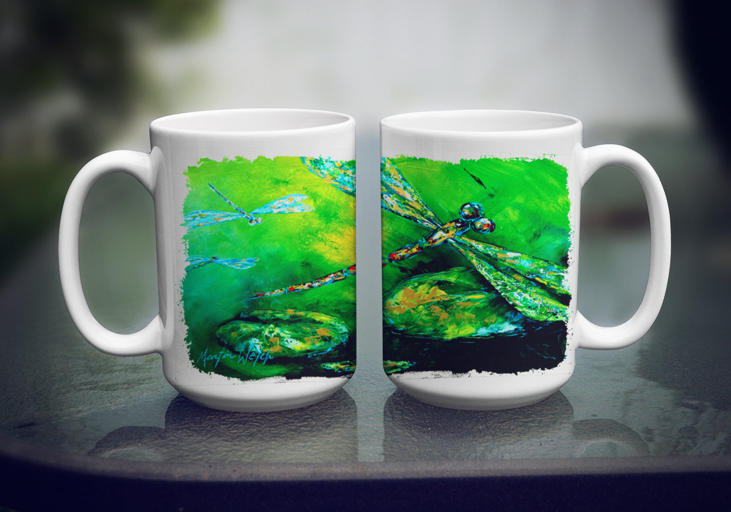 Dragonfly Summer Flies Dishwasher Safe Microwavable Ceramic Coffee Mug 15 ounce MW1114CM15  the-store.com.