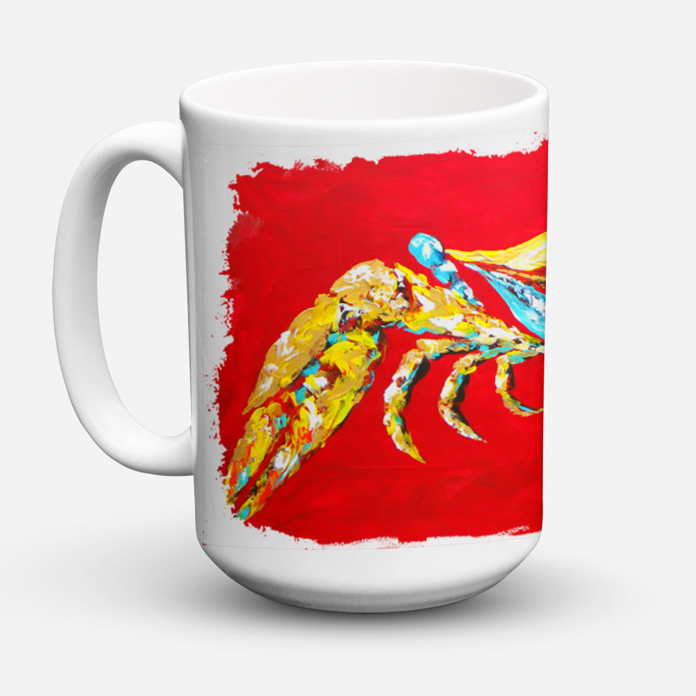 Crab Blue on Red, Sr Dishwasher Safe Microwavable Ceramic Coffee Mug 15 ounce MW1116CM15  the-store.com.